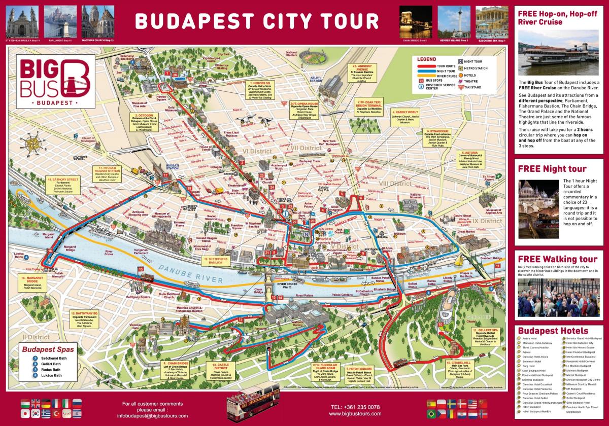Mapa de Budapeste Big Bus