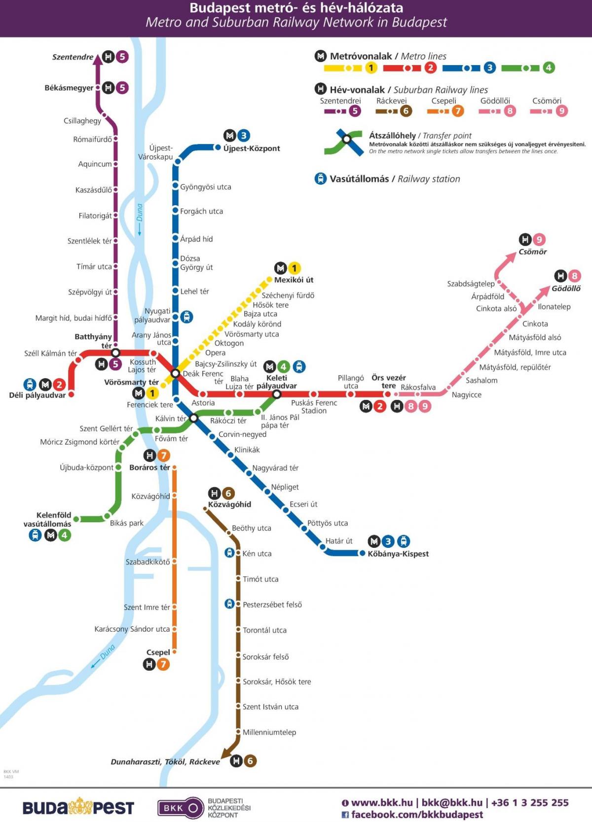 Mapa das estações de metro de Budapeste