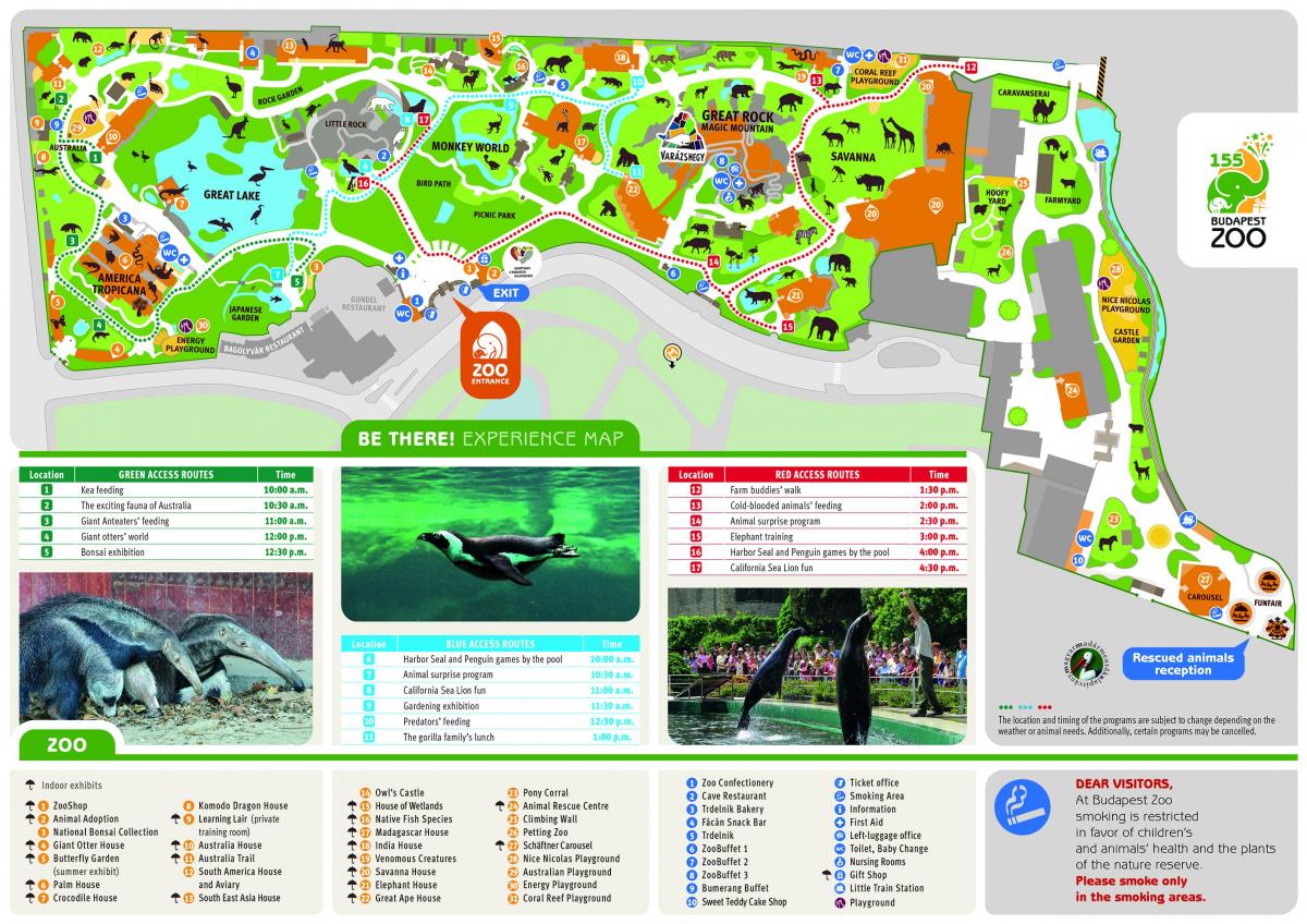 Mapa do Parque Zoológico de Budapeste
