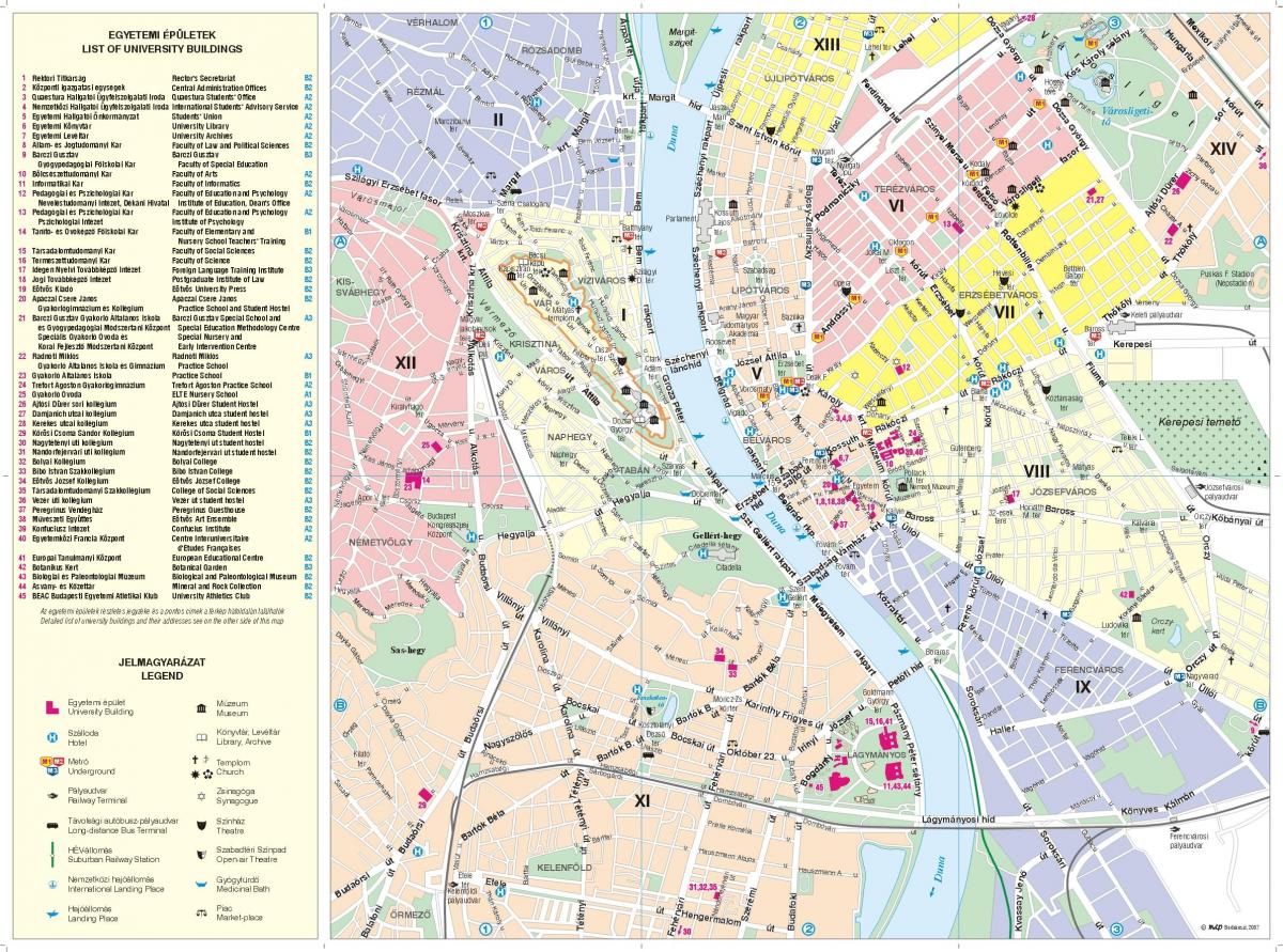 Mapa da cidade de Budapeste