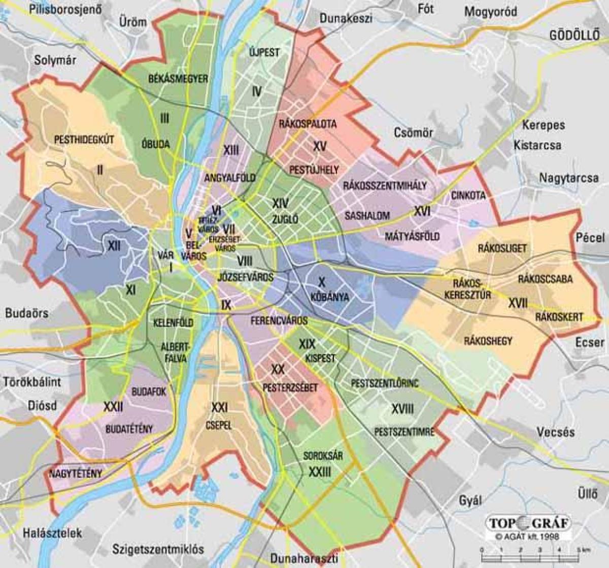 Mapa do distrito de Budapeste