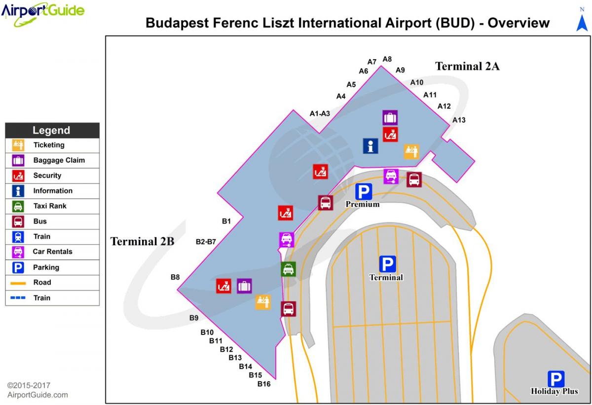 Mapa do terminal do aeroporto de Budapeste